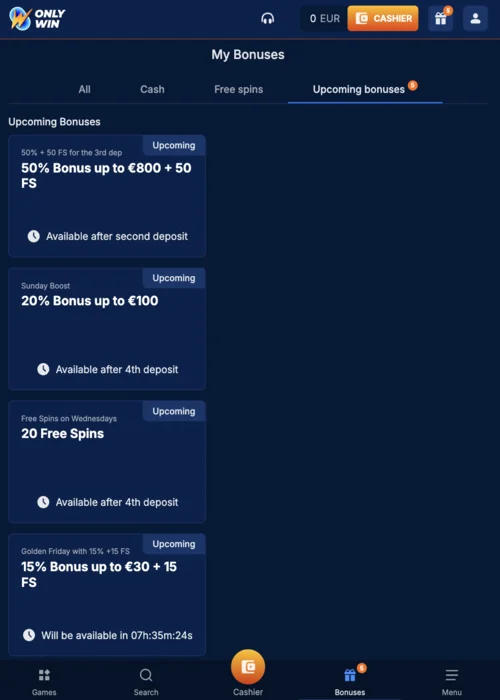 Bonus Offers Onlywin Casino